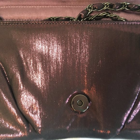 Jeanne Lottie Designer Magenta Satin Fabric Clutch Purse Handbag Chain Jewel - Picture 8 of 12